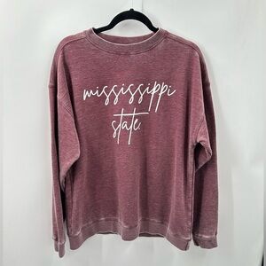 CHICKA-D Licensed Mississippi State distressed soft woman sweatshirt NWT S